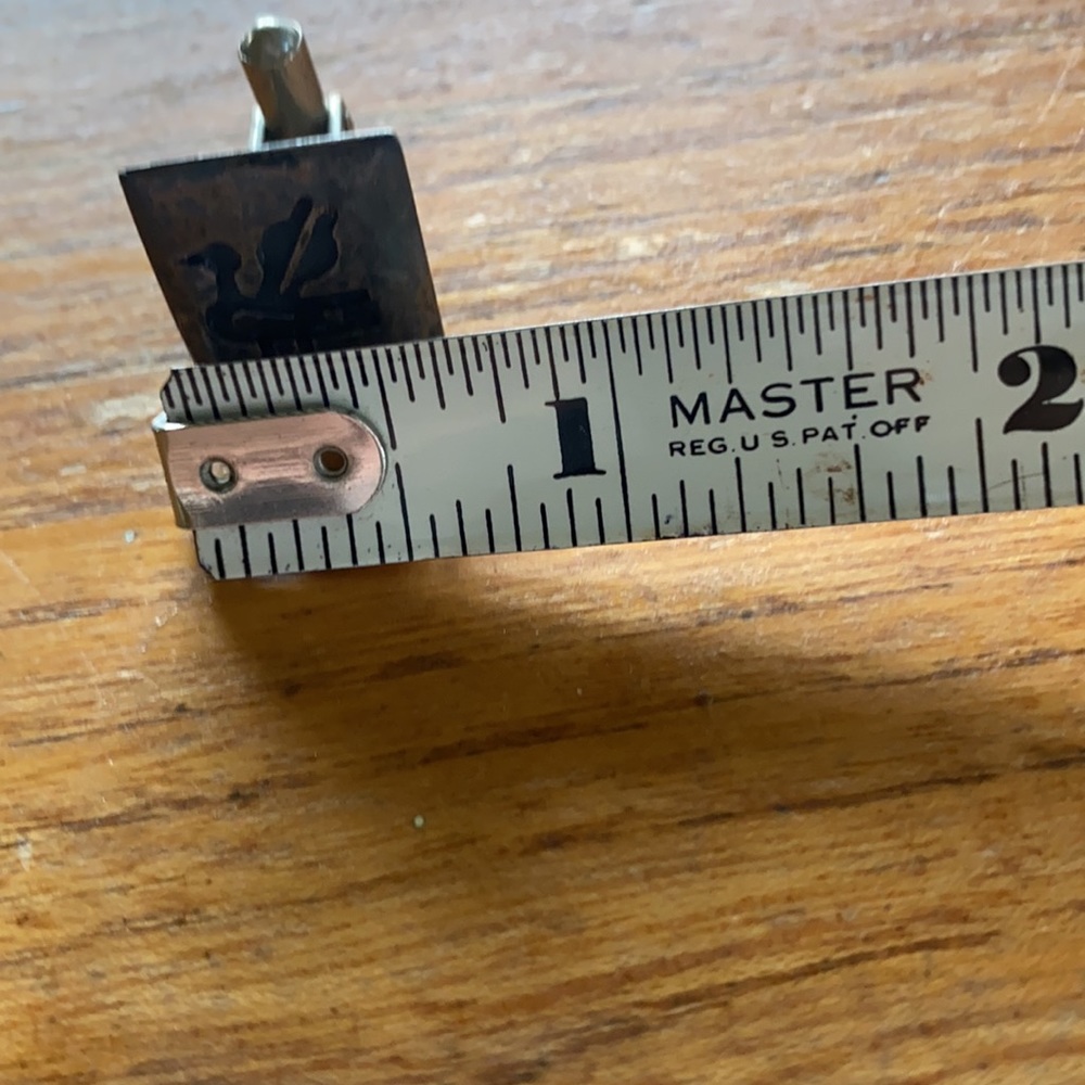 Vtg Bird Design Silver Tone Rectangular Cufflinks - image 6